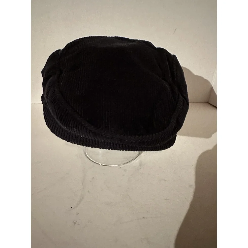 Carter's 3-9 Month Newsboy Flat Cap Corduroy Hat Black Cinch Back EC